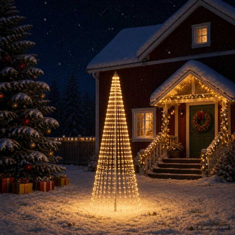 vidaXL Luci per albero di Natale con picchetti e asta per bandiera (1/5)