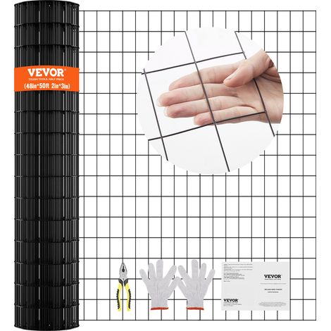 VEVOR Rollo de malla de alambre galvanizado 1220x15240 mm Malla de alambre para pollos calibre 16, malla metálica recubierta de vinilo para cercas de gallineros, cercas de serpientes para conejos