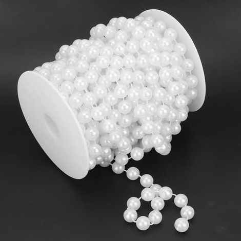 Rideau ruban blanc imitation perle ABS 12 mm, rouleau de 10 m, séparateur de porte/pièce, décoration scandinave, 1 pièce (1/5)