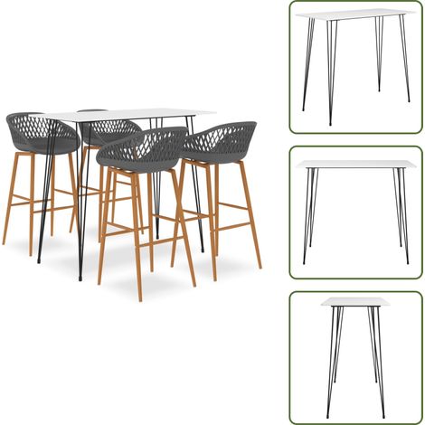 vidaXL 5-tlg. Bar-Set Weiß und Grau (1/5)