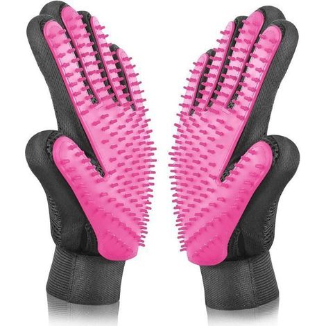 Gants de toilettage pour chats et chiens — Gants de brossage tout-en-un pour massage, bain et mue — (1 paire) (1/5)