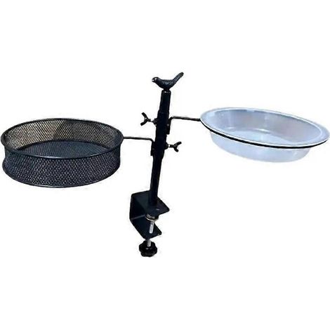 Mangeoire à oiseaux avec pince de fixation pour rambarde, hauteur réglable, pour terrasses, avec support pour pot de fleurs et rotation à 360 degrés.-AquaForge (1/5)