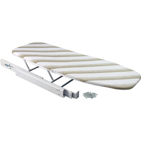 Emuca – Planche à repasser pliable en acier peint blanc – Intégration meuble – Dimensions 500mm profondeur – Coulisses pour pliage facile