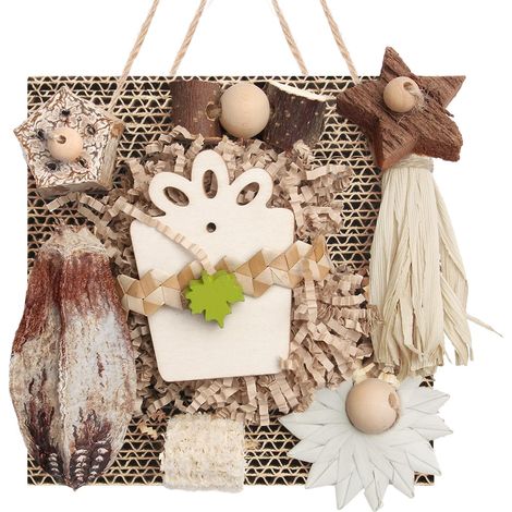 Jouet à picorer en carton et bois naturels pour oiseaux, jouet suspendu à mâcher et déchiqueter, accessoire de cage pour perruches, perruches ondulées, calopsittes, conures, inséparables, conures sole (1/5)
