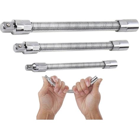 Rallonge universelle pour clé électrique, tête d'entraînement pour douille 1/4, 3/8, 1/2, ensemble de 3 rallonges flexibles pour douilles (1/5)