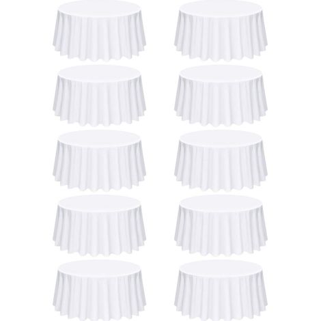 10er Pack Weiße Runde Tischdecke 228 cm Polyester, Fleck- & Knitterfest