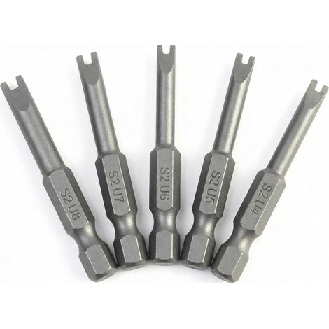 ® 5 Pcs Embouts de Tournevis en Forme de U, Embouts de Tournevis Magnétiques en Alliage d'Acier S2 Longueur 50mm 1/4" Tige Hexagonale (1/5)