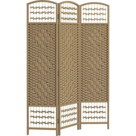Paravent - HOMCOM - pliable - 3 panneaux - pour hambre à coucher maison intérieur - en bois - 120 x 170 cm - bois naturel