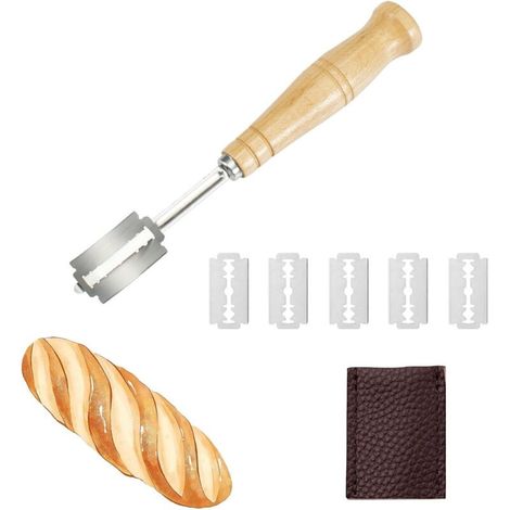 Outil de découpe pour boulangers, fabriqué à la main, conçu pour les boulangers, 5 lames et housse de protection en cuir incluses (1/5)