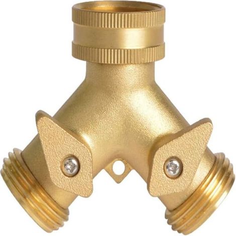 Robinet en laiton avec inverseur en Y, adaptateur de tuyau d'arrosage bidirectionnel avec valve et caoutchouc pour jardin extérieur, cour, pelouse, cuisine, salle de bain-DOU