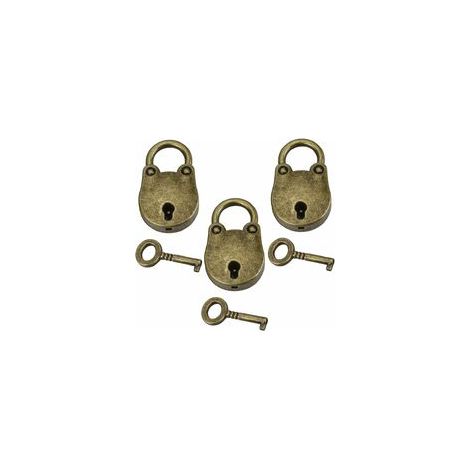Vintage-Vorhängeschloss, 3-teilig, Mini-Vorhängeschlösser, Schließfächer, Vorhängeschloss, Schlüsselset, Vorhängeschloss, kleines Vorhängeschloss, Mini-Vorhängeschloss, Koffer, Schlüsselvorhängeschlos (1/5)