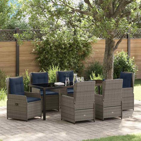 Garten Essgruppe 7 pcs Grau Poly Rattan (1/5)