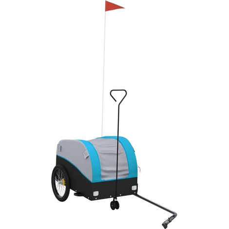 Remorque de vélo noir et bleu 30 kg fer (1/5)