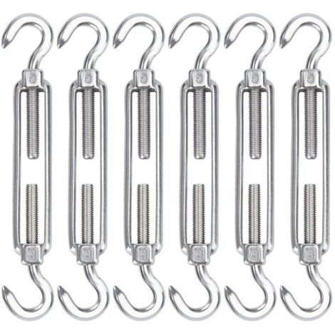 Tendeur à câbles en acier inoxydable 304 – Lot de 6 crochets réglables Heavy Duty – Pour câbles métalliques et installations d'ombrage (1/5)