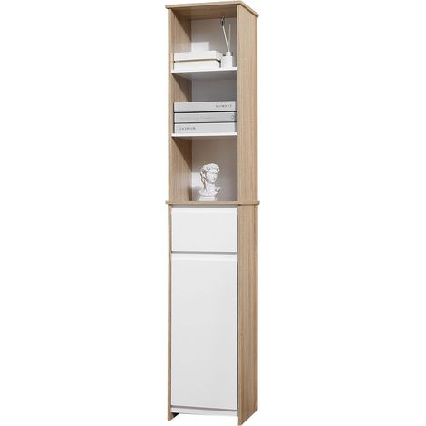 SCAFFALE BAGNO CON RIPIANI SALVASPAZIO IN LEGNO 32,6 X30X 171,2CM BIANCO (1/5)