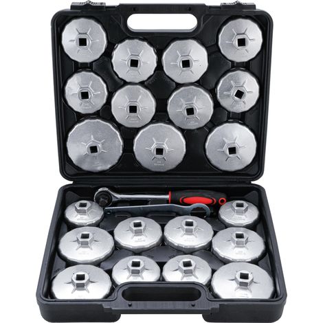 KRAFTMANN 1035 JEU DE DOUILLES À FILTRES (CLOCHES) À HUILE FONTE D'ALUMINIUM 12,5 MM (1/2'') 23 PIÈCES (1/4)