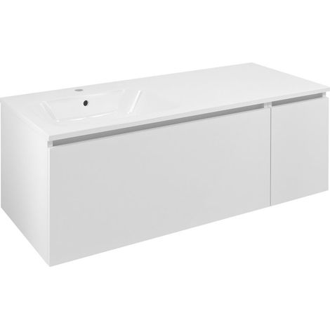 Meuble vasque LOREA 120x46x51,5cm (90+30cm), gauche, blanc mat (1/4)
