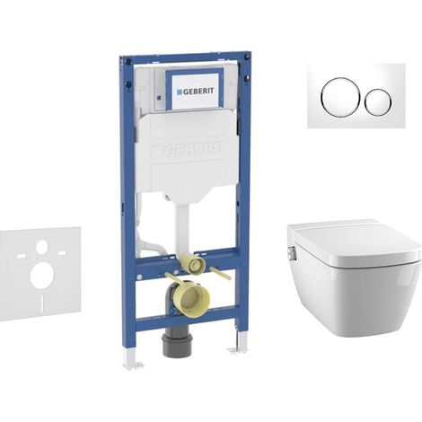 Geberit Duofix - Set Vorwandelement, TECEone-WC mit Softclose-Sitz und Sigma20-Betätigungsplatte, weiß/Chrom glänzend SANI11CT3103 (1/5)