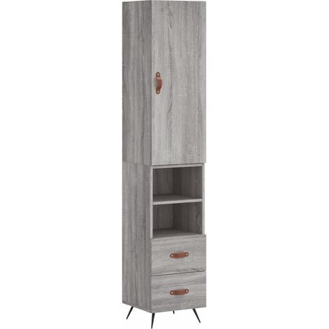 Maison Exclusive - Credenza Grigio Sonoma 34,5x34x180 cm in Legno Multistrato