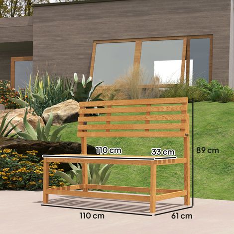 Banc de jardin 2 places en bois, résistant aux intempéries et aux UV, avec dossiers inclinables, supportant jusqu'à 240 kg, idéal pour balcon, terrasse ou jardin. Dimensions : 110 x 61 x 89 cm. En tec (1/5)