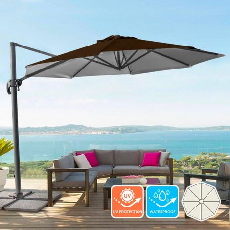Ombrellone da giardino in alluminio palo decentrato per casa e locali 3x3m Paradise Brown (1/5)