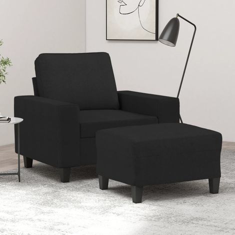 Sessel mit Hocker Schwarz 60 cm Stoff vidaXL431260 (1/5)