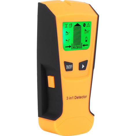 3-in-1-Wanddetektor – Metall / Wechselstromleitung / Ständerwerk – tragbar – Scanner – LCD-Bildschirm – orange