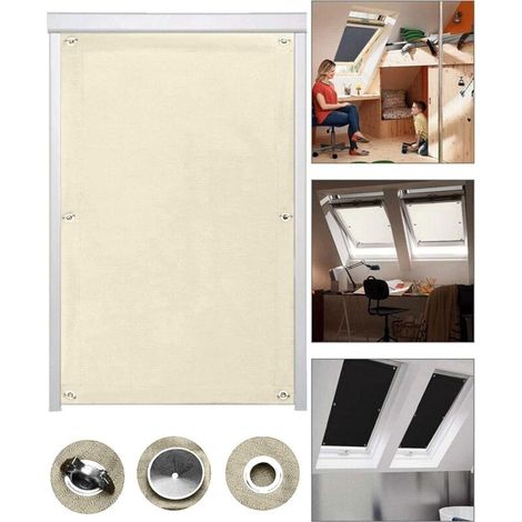 Rideau à ventouses isolantes pour fenêtres de toit à réflecteur solaire 60 x 120 cm, Beige (1/5)