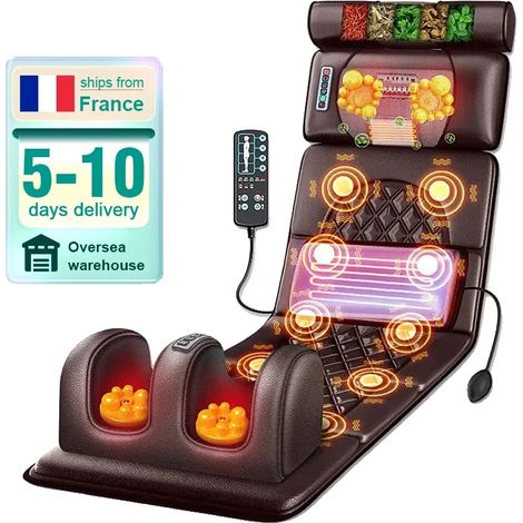 Matelas Électrique de Massage, Coussin Vibrant Chauffant à Infrarouge, Soulagement du Stress et de la Douleur Corporelle Complète (1/2)