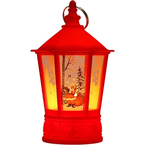 Faroles navideños, vela vintage con lámpara colgante LED, lámpara de vela sin llama para decoración de mesa navideña. (1/4)