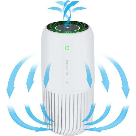 Kompakter Luftreiniger mit HEPA-Filter und UV-C-Lampe – Entfernt 99,97 % von Rauch, Allergenen und Staub – Ideal für Auto, Büro und kleine Räume (weiß)