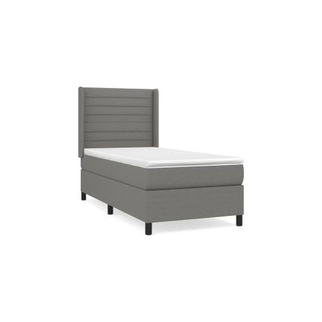 Sommier à lattes de lit et matelas Gris foncé 90x190 Tissu (1/5)