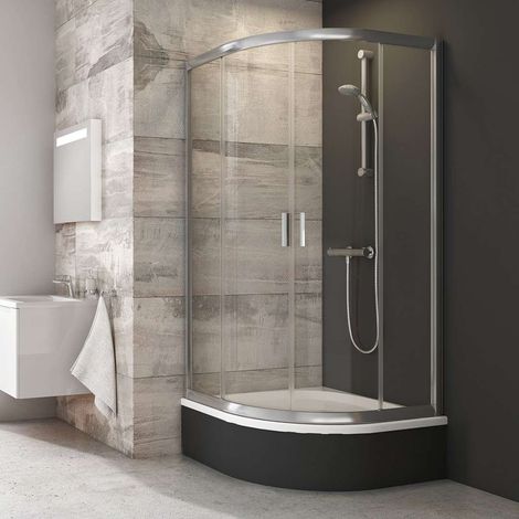 Ravak Blix - Box doccia a quarto di cerchio BLCP4-90 Sabina in 4 parti, 88-90 cm, alluminio lucido/vetro trasparente 3B270C40Z1