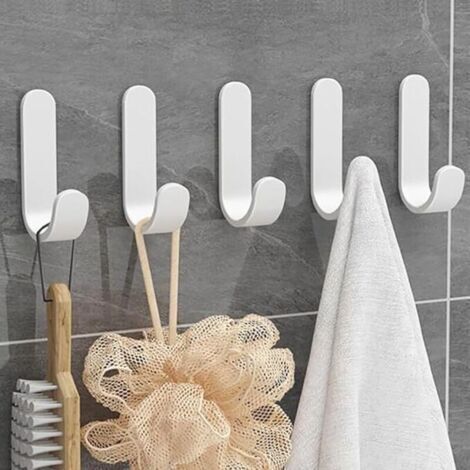 Crochets muraux adhésifs, 12 pièces crochets autocollants, crochets adhésifs en acier inoxydable, crochets blancs pour torchons de cuisine, crochets pour serviettes de salle de bain sans (1/4)