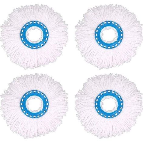 4Pcs Têtes Microfibre Balai, Tête de Vadrouille Rechange Rond Têtes Mop Rotation à 360 pour Nettoyage des Sols (Diamètre 16 cm)
