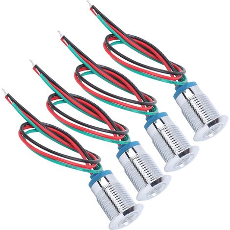 4 Sets vorverdrahtete runde LEDs, wasserdicht, 2-farbiges Licht, gemeinsame Anode, 12 mm, 3-6 V (rot und grün) (1/5)