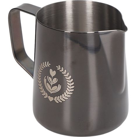 350 ml Milchkännchen aus dickem Edelstahl 304, für Latte-Kaffeemaschinen, schwarze Ruthenium-Beschichtung. (1/5)