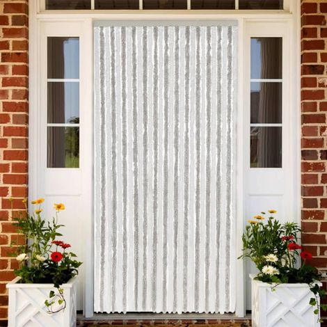 Cortina antimoscas chenilla gris claro y  118x220 cm