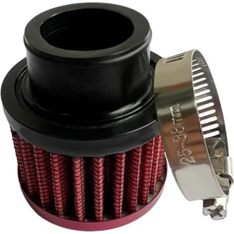 Irovami Filtre d'admission universel 25 mm (rouge), vanne de ventilation réglable à clipser, nettoyant carter (convient aux voitures et aux motos) (1/5)