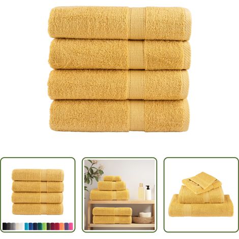 Duschhandtuch - Premium Duschtücher SOLUND 4 Stk. Gold 70x140 cm 600 g/m² (1/5)