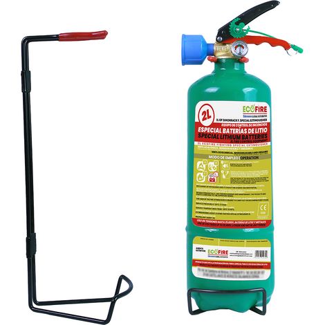 Estintore ecologico 2 lt. Ecofire classi spegnimento A-B-C-D-F-Li-(batterie al litio)  + supporto casa auto lavoro Simonrack
