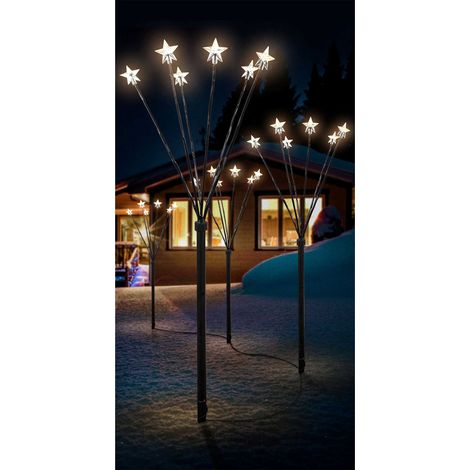 4er Set LED-Gartenleuchtstäbe mit 24 Sternen Batteriebetrieben-MLK078W (1/5)