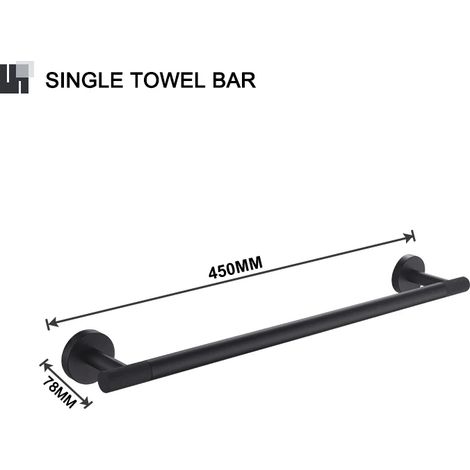 (Porte-serviettes simple B) Ensemble de salle de bain élégant noir mat mural comprenant : porte-essuie-tout, crochet pour peignoir, double porte-gobelet et double distributeur de savon. (1/5)