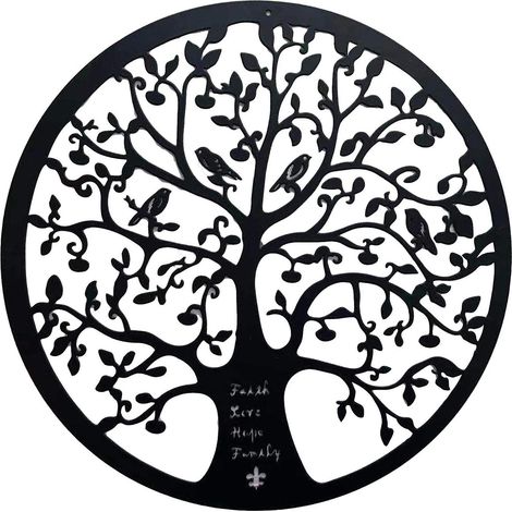 Décoration murale en métal Arbre de Vie - Panneau mural Arbre généalogique de 28 cm - Cadeau idéal pour la décoration intérieure (1/5)