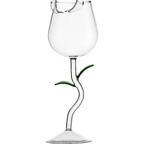 Verres à vin transparents en forme de rose pour fêtes, mariages, Saint-Valentin - Résistants et originaux - 150 ml - Vert (1/5)