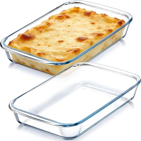 Petite Plat Four en Verre Lasagne avec Poignée Double Résistante à Chaleur, 25.8x15.1x4.5cm Plat Gratin Rectangulaire Épaissi et Antidéflagrant pour Air Fryer, Micro-ondes, Four (1/5)