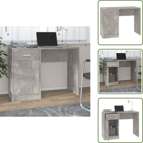 Legno ingegnerizzato - vidaXL Scrivania Cassetto Grigio cemento 100x40x73cm Legno Multistrato - Mobili per casa