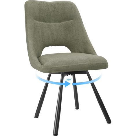 Esszimmerstuhl drehbar 360° mit ergonomischer Rückenlehne, armlos, Kaschmir-Stoff, Graugrün (1/5)