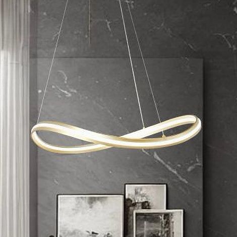 TrAdE Shop Traesio - Lampadario Led Moderno A Fiocco 100w Lampada A Sospensione Luce 4000k 70cm Oro 33412 - (1/4)