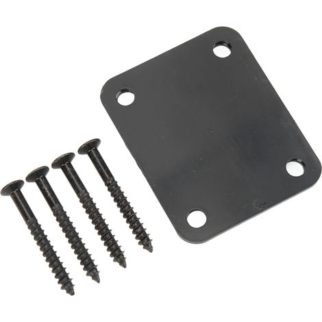 Quadratische Halsplatte aus Metall für E-Gitarren, rückseitige Befestigung mit 4 Löchern und Schrauben, Bassteile, Schwarz (1/5)